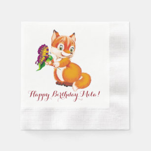 fox and butterfly napkin