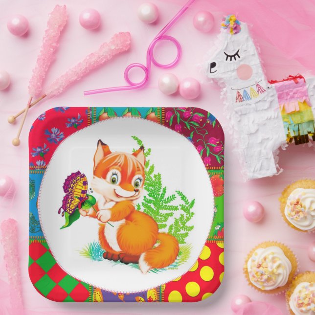 fox and butterfly paper plate (Party)