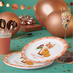 fox and butterfly paper plate