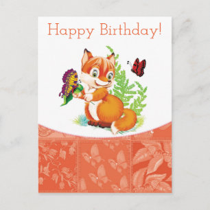 fox and butterfly postcard