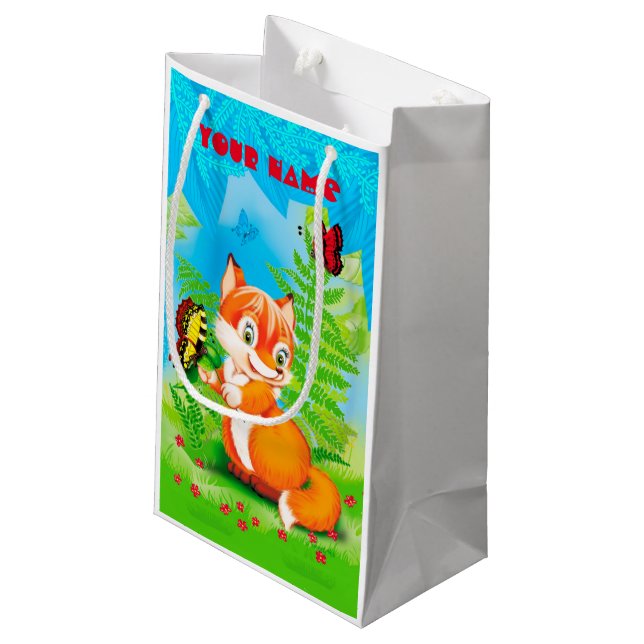 fox and butterfly small gift bag (Back Angled)