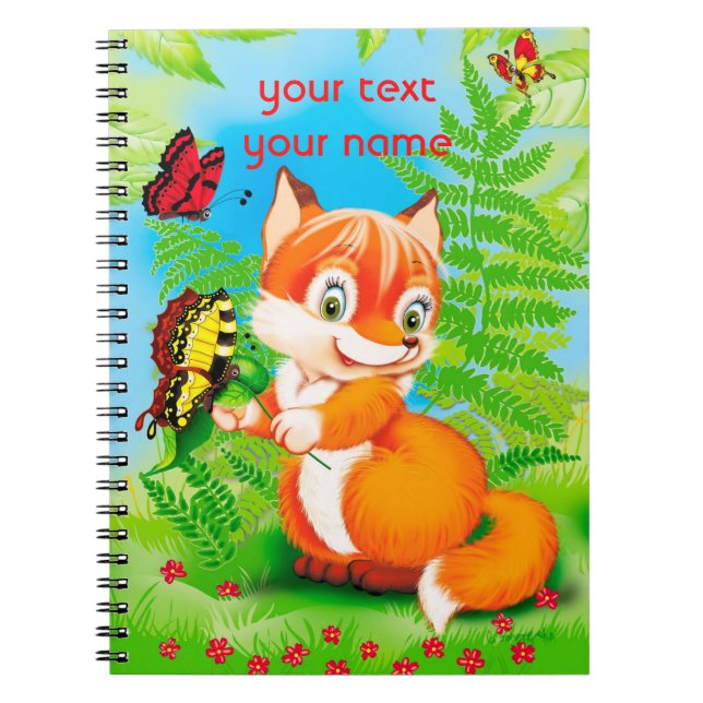 fox and butterfly spiral notebook (Front)