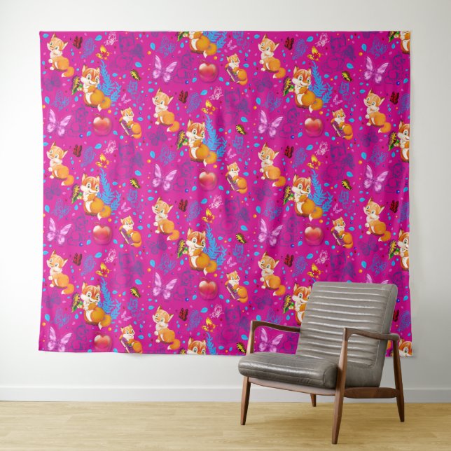 fox and butterfly tapestry (In Situ (Horizontal))