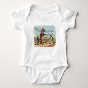 fox and frog vintage going fishing baby bodysuit