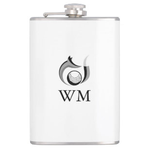 Fox And Golf Ball Personalised Monogram Hip Flask