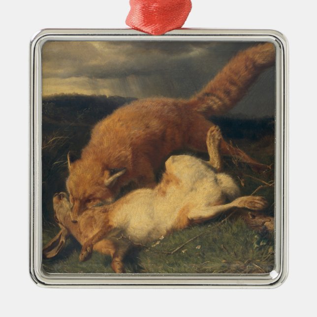 Fox and Hare, 1866 Metal Tree Decoration (Front)