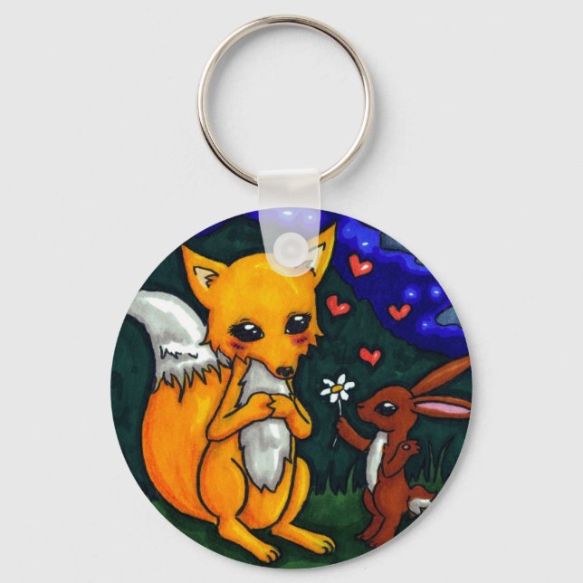 fox and hare love story key ring (Front)