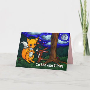 fox and hare love story valentines customise holiday card