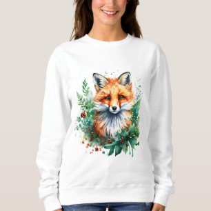 Fox and Holly with Red Berries Sweatshirt