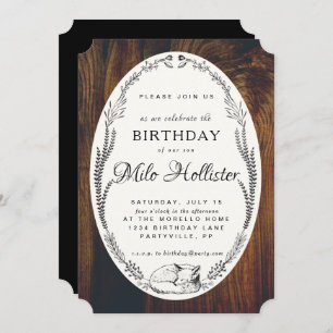 Fox and Laurel Wood Birthday invitation