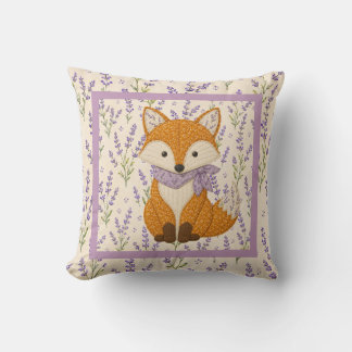 Fox and Lavender Cushion