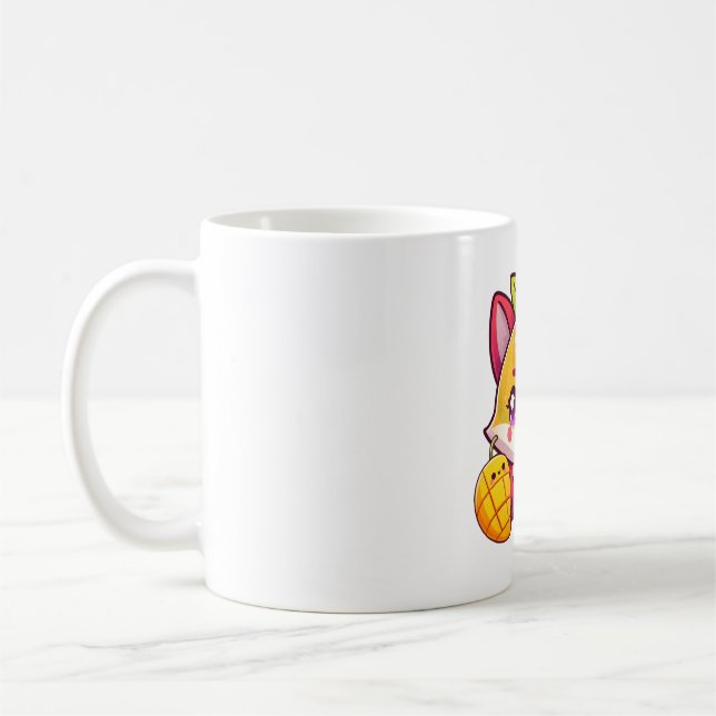 Fox and Mango Cute Art  Coffee Mug (Left)