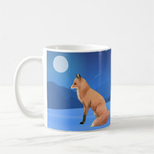 Fox and Moon on a Snowy Night Mug