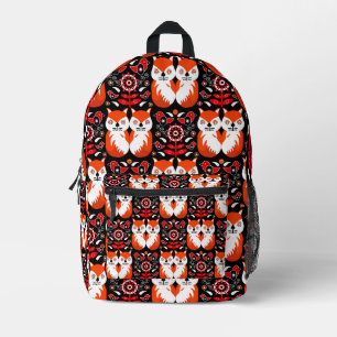 Fox And Nature Nordic Folk Art Printed Backpack