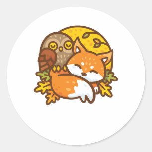 Fox and Owl Classic Round Sticker