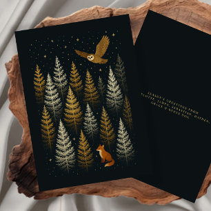 Fox and Owl Forest Christmas Personalised Holiday Card