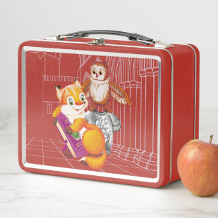 fox and owl metal lunch box