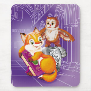 fox and owl mouse pad