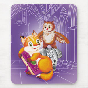fox and owl mouse pad