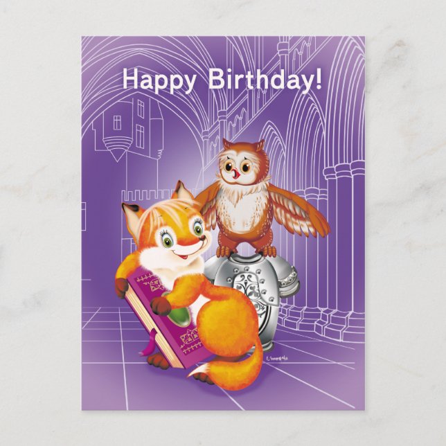 fox and owl postcard (Front)