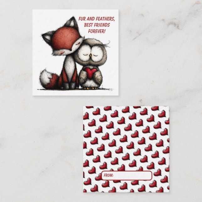 Fox and Owl Valentine Card  (Front/Back)