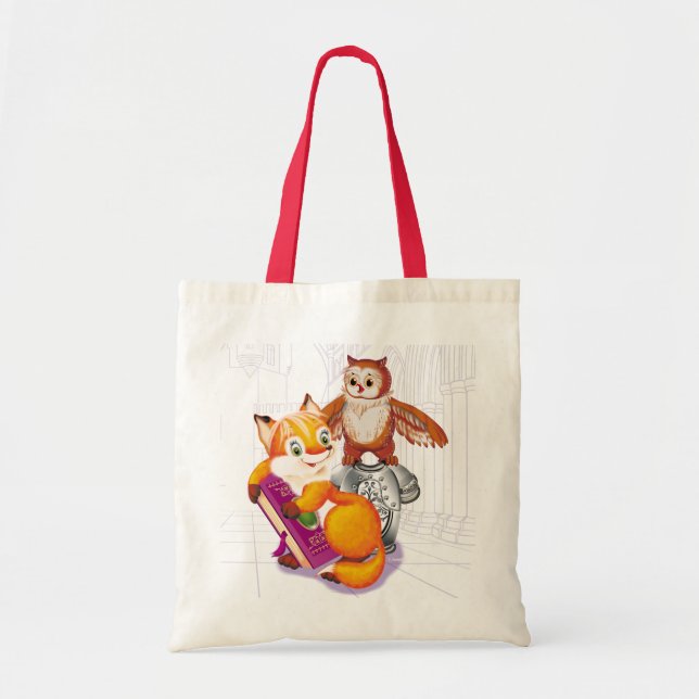 fox and owl  violet tote bag (Front)