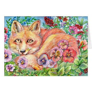 Fox and Pansies-b