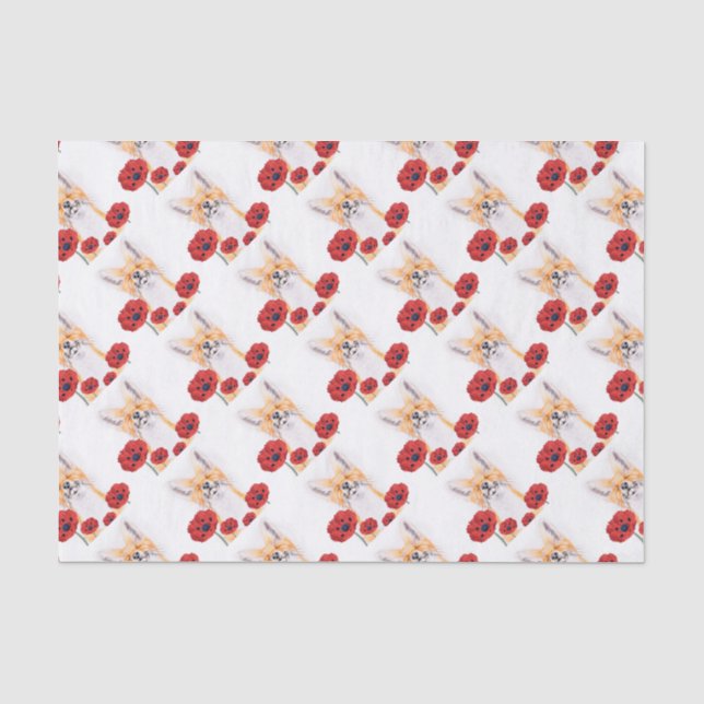 fox and poppies tissue paper (Front)