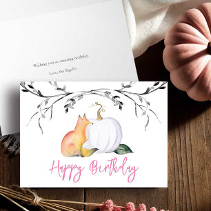 Fox and Pumpkin Greeting Card For Birthday