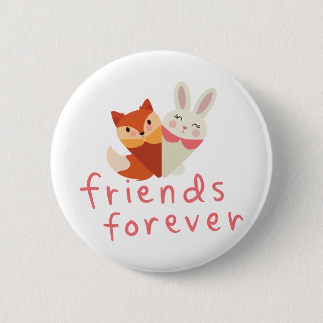 Fox and Rabbit Best Friend 6 Cm Round Badge (Front)