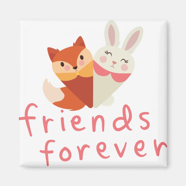 Fox and Rabbit Best Friend Magnet (Front)