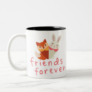 Fox and Rabbit Best Friend Two-Tone Coffee Mug