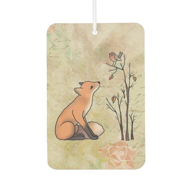 Fox and Robin Car Air Freshener (Front)