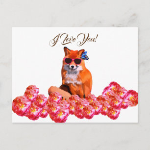 Fox and Roses Funny Art Custom Postcard