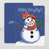 Fox and Snowman Happy Hollydays! So Cute