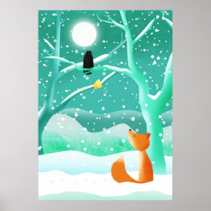 Fox and the crow - framed print