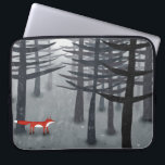 Fox and the Forest Laptop Sleeve<br><div class="desc">A lone wild red fox stands beneath the pine trees in a dark forest. For nature,  wildlife and animal lovers. Original art by Nic Squirrell.</div>