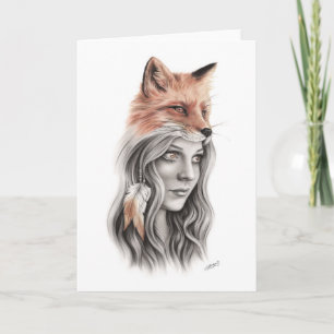 Fox and the girl Spiritual Greeting Card