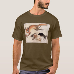 Fox and Two Hares, Vintage Japanese Painting T-Shirt