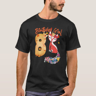 Fox Animal 8th Birthday Girl Fox B Day 8 Year Old T-Shirt