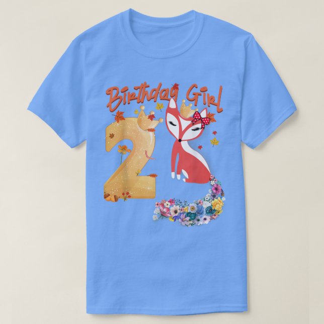 Fox Animal Lovers 2th Birthday Girl Fox B-day 2 ye T-Shirt (Design Front)