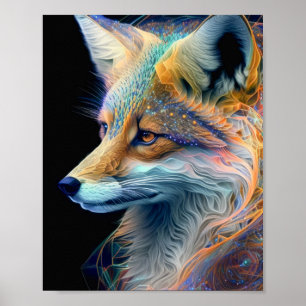 Fox Animal Portrait Nature Wildlife Painting Poster