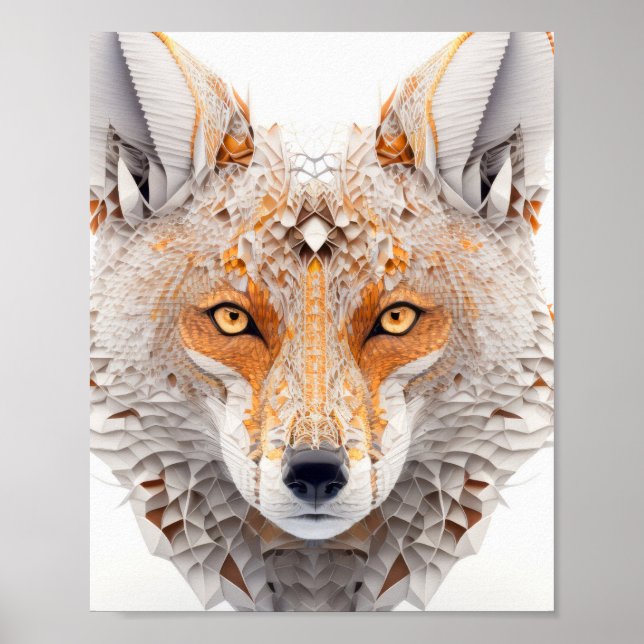 Fox Animal Portrait Nature Wildlife Painting Poster (Front)