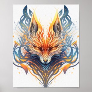 Fox Animal Portrait Nature Wildlife Painting Poster