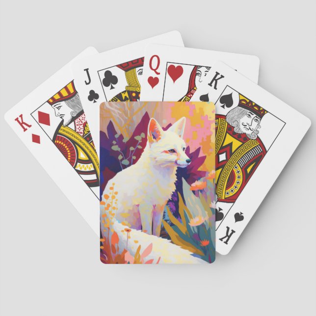 Fox Animal Portrait Painting Wildlife Outdoors Art Playing Cards (Back)