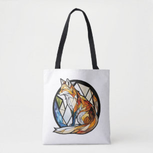 Fox Animal Portrait Stained Glass Wildlife Outdoor Tote Bag
