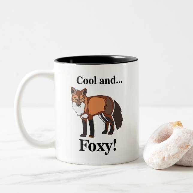 Fox Animal Wildlife Foxy Two-Tone Coffee Mug (With Donut)