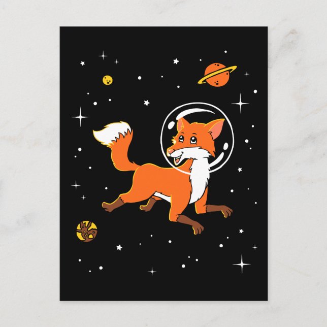 Fox Animals In Space Postcard (Front)