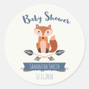 Fox Arrows Baby Shower Favour Sticker