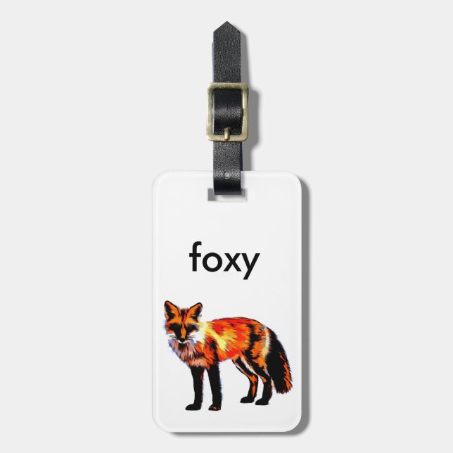 fox art luggage tag to personalise (Front Vertical)